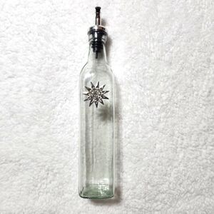 Decorative Glass Oil Dispenser Bottle with Silver Star Accent